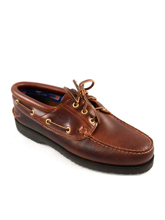 Memphis C55 Men's Leather Boat Shoes Brandy
