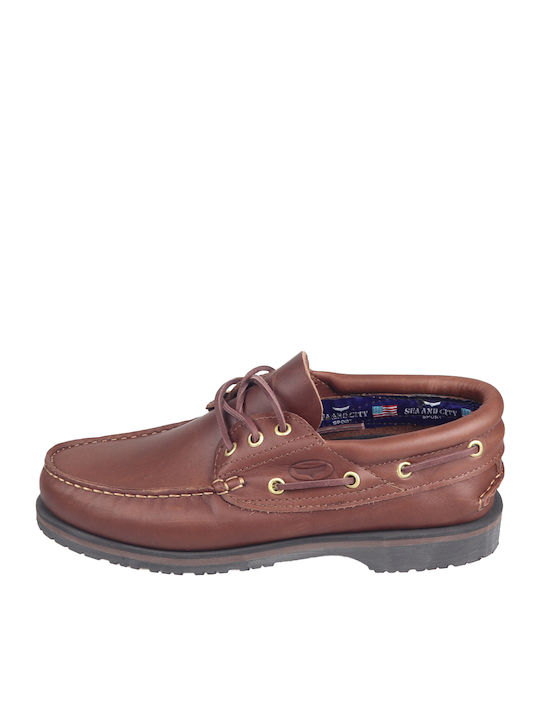 Memphis C55 Men's Leather Boat Shoes Brandy