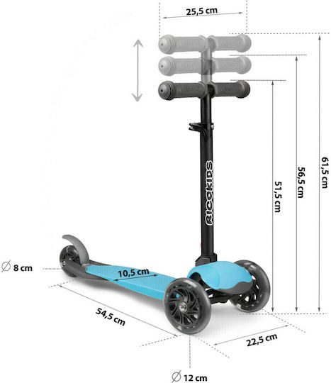 Ricokids Kinderroller Klappbar 3-Rad Hellblau