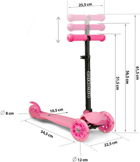 Ricokids Kinderroller Klappbar 3-Rad Rosa