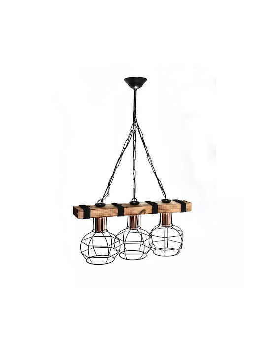 Pendant Light Three-Light Rail for Socket E27 Brown