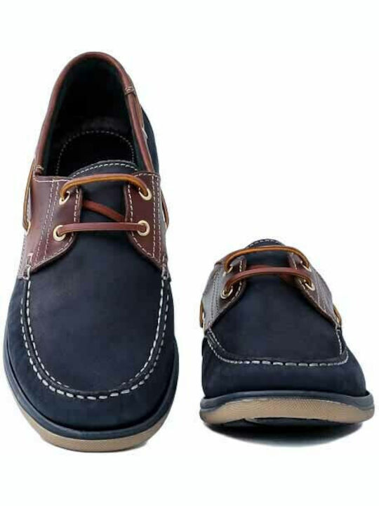 10112 Δερμάτινα Ανδρικά Boat Shoes σε Μπλε Χρώμα