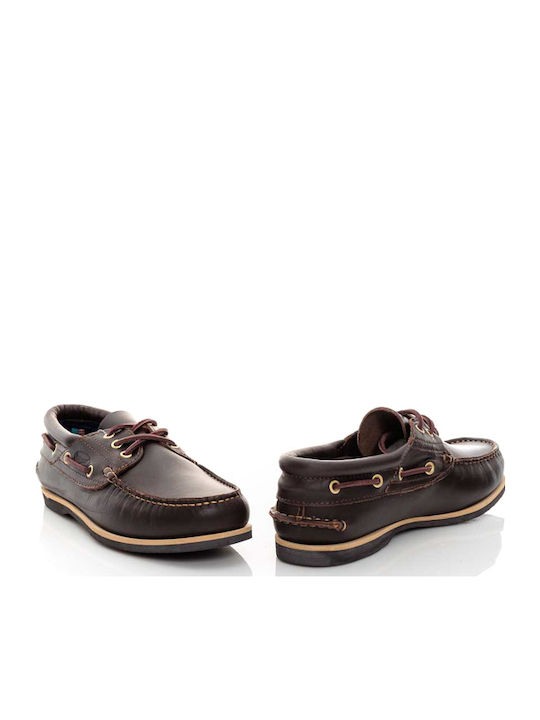 Dallas 2 Δερμάτινα Ανδρικά Boat Shoes σε Καφέ Χρώμα
