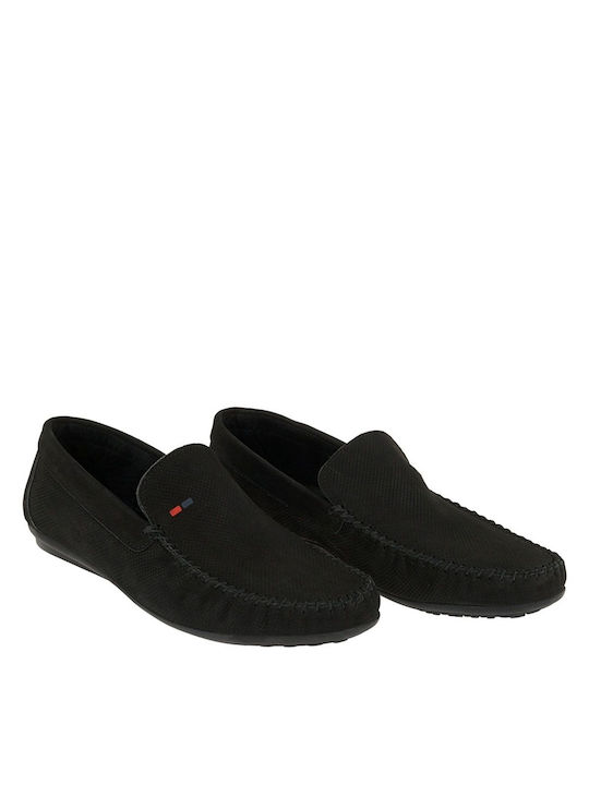 Wepss Men's Leather Moccasins Black O507U2591003