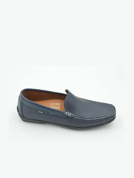 Men's Leather Loafers Navy/White