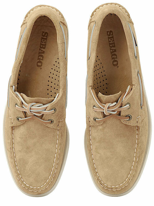 Portland Flesh Out Suede Men's Boat Shoes in Beige Color
