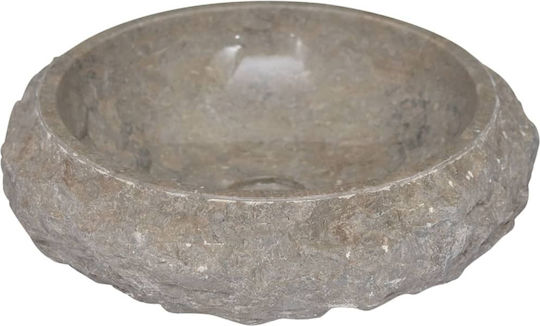 vidaXL Επικαθήμενος Νιπτήρας Πέτρινος 40x40x12cm Γκρι