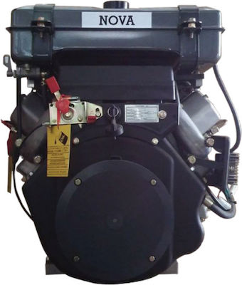 Nova LD186F Motor diesel 406cc 10hp Maximă Rotații 3000rpm cu Con și Demaror (Rezervor 5.5lt)