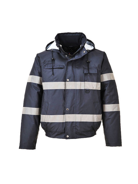 Portwest Iona Light Arbeitsjacke Reflektierend mit Kapuze Schwarz S434