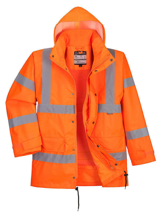 Portwest Waterproof Reflective Work Jacket Orange