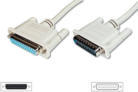 Digitus Καλώδιο RS232 25-pin male σε RS232 25-pin female 10m