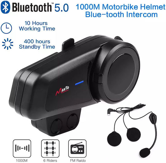 Maxto M2 Intercom Μονή Ενδοεπικοινωνία για Κράνος Μηχανής με Bluetooth