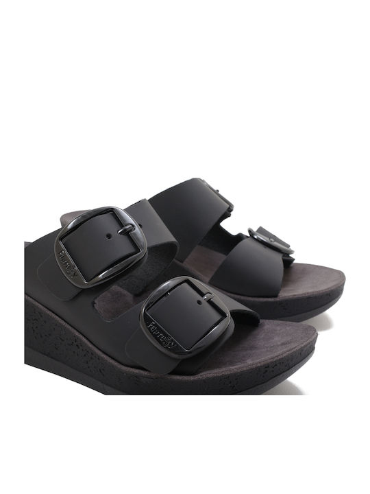 Helena Anatomic Women's Leather Platform Wedge Sandals Black