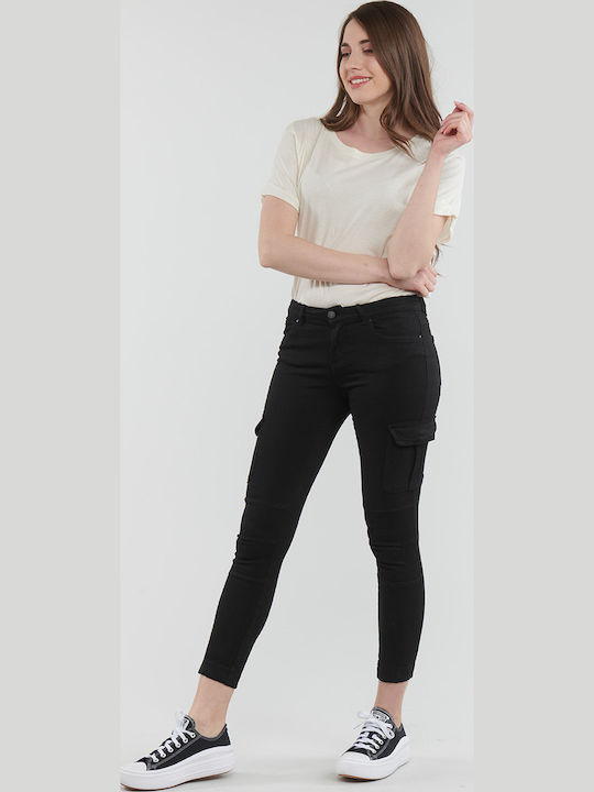 Reg Damen Stoff Cargo Hose Schwarz