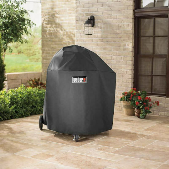 Weber Premium Grill Cover Black Compatible with the Summit Kamado E6 from Polyester 90.9cmx86.3cmx109.2cmcm