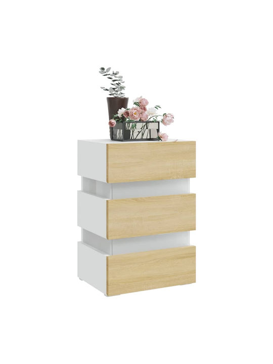 Wooden Bedside Table Μπέζ 45x35x67cm