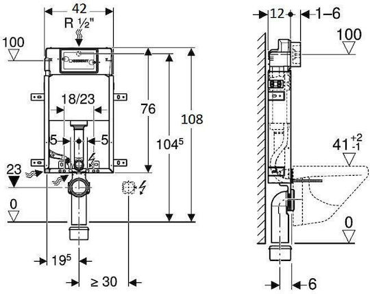 Geberit Delta Built-in Plastic Low Pressure Rectangular Toilet Flush Tank