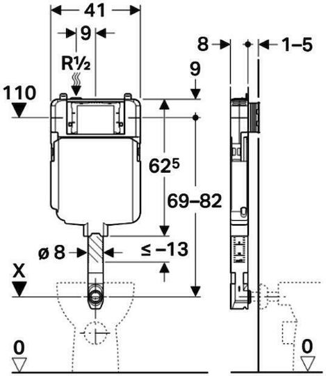 Geberit Sigma Built-in Plastic Low Pressure Rectangular Toilet Flush Tank