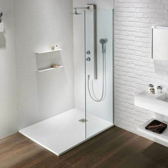 Sirene Slate Rechteckig Künstlicher Stein Dusche x90cm Weiß