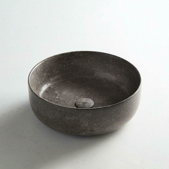 Fossil Jetti Επικαθήμενος Νιπτήρας Μαρμάρινος 39x39x14cm Grey Marble Fossil Jetti Επικαθήμενος Νιπτήρας Μαρμάρινος 39x39x14cm Grey Marble