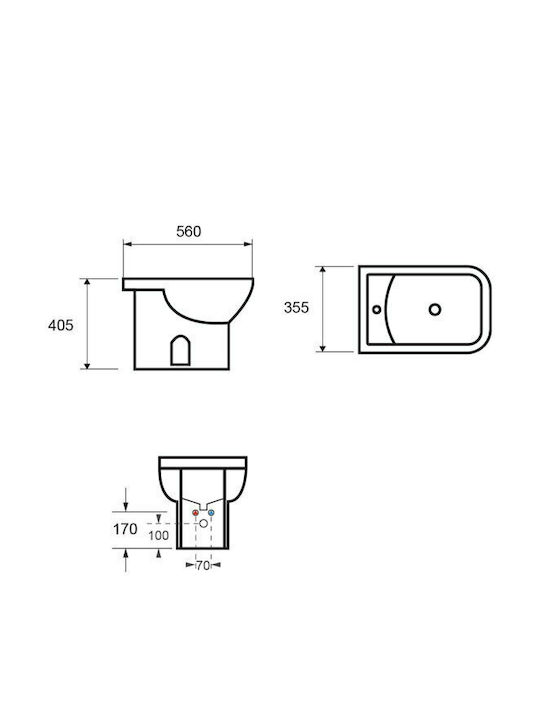 Karag Floor-Standing Bidet Square 35.5x56x40.5cm
