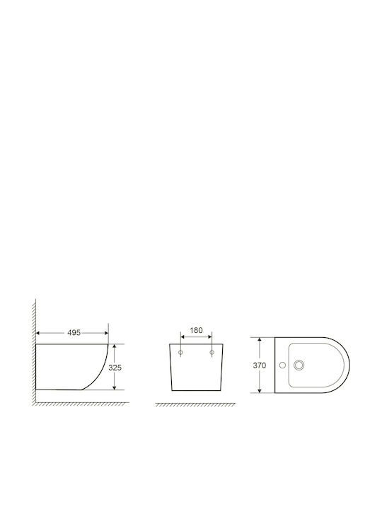 Karag Wall-Hanging Bidet Milos Black 37x49.5x32.5cm