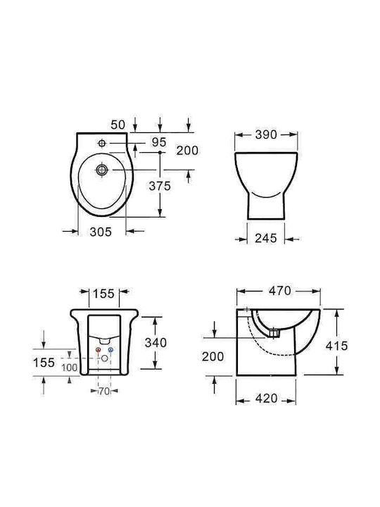 Karag Floor-Standing Bidet Paros 39x47x41.5cm MJZ-38