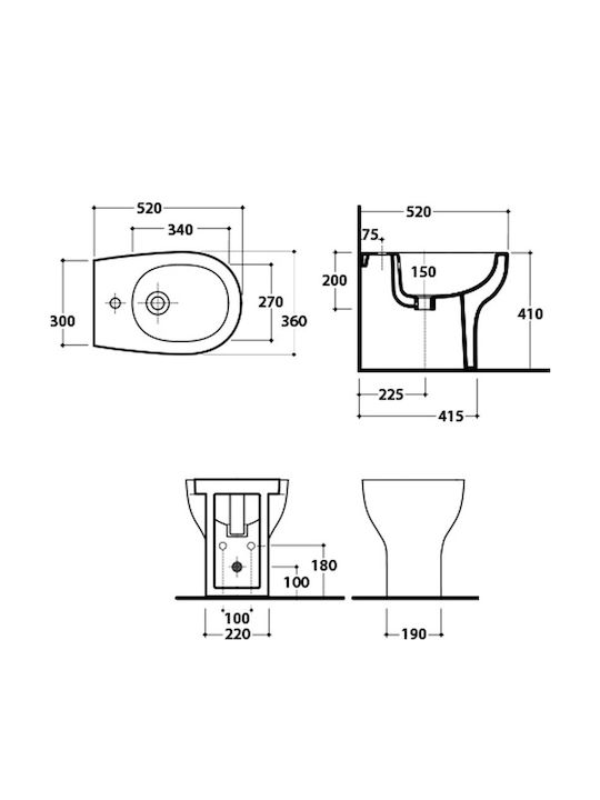 Karag Floor-Standing Bidet Eolis 36x52x41cm