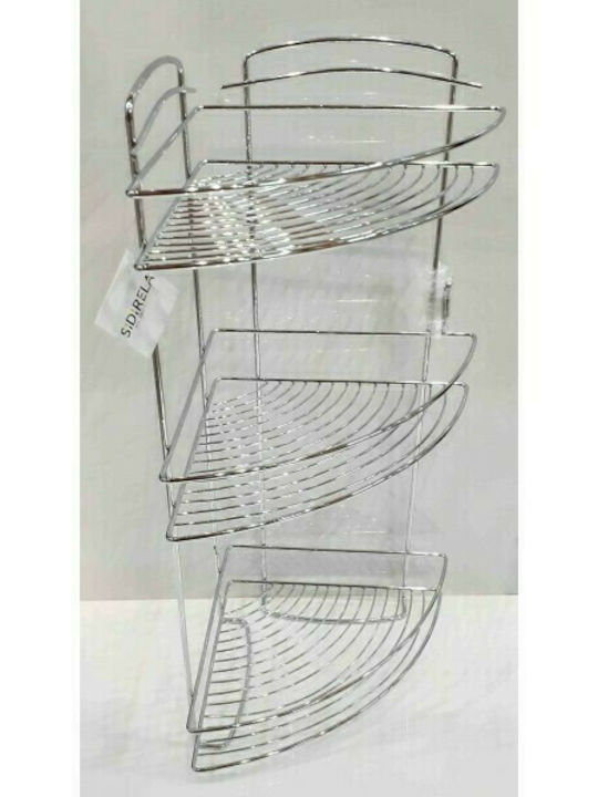 Sidirela Corner Wall Mounted Bathroom Shelf Metallic with 3 Shelves 23x32x60cm Silver