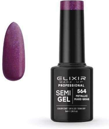 Elixir Semi Gel Semipermanent Lac de Unghii 564 Metallic Mard Gras 5ml