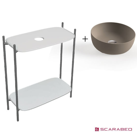 Scarabeo Diva 75 Blat cu Lavoar L74xW43xH77.5cm Fără o gaură Perla/Sabia