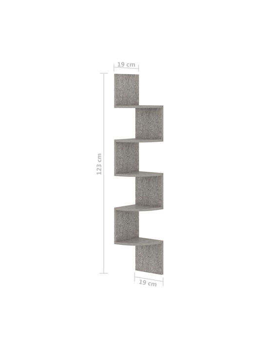 Eckregal Wand Grey Concrete 19x19x123cm
