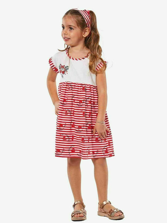 Girls Dress Short Sleeve Set with Accessories Red