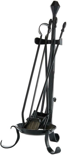 Zogometal Fireplace Tool Set with Stand Holder Black Patina Gold