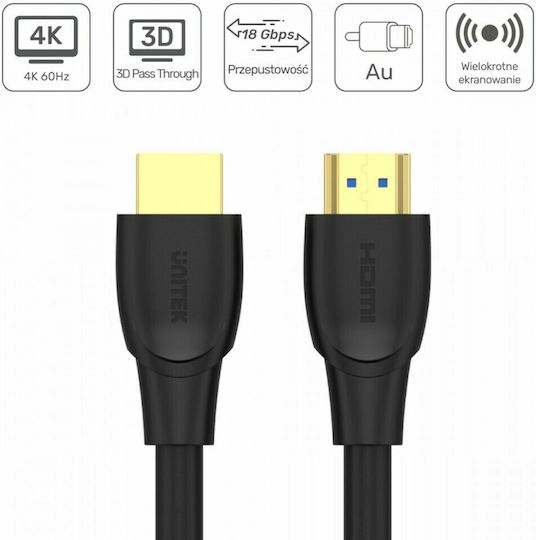 Unitek HDMI 2.0 Premium High Speed 4K 60Hz HDR Cable HDMI male - HDMI male 10m Μαύρο
