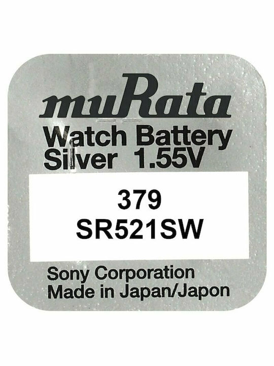 Murata Silver Oxide Watch Battery SR521SW 1.55V 1pcs