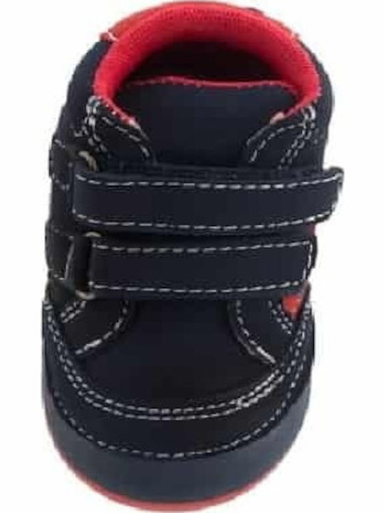 Dino 110 Παιδικά Sneakers High Ανατομικά με Σκρατς Navy Μπλε