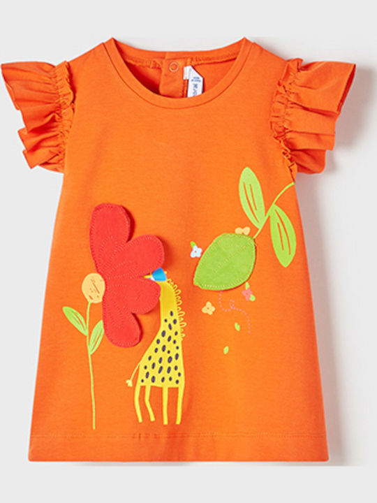 Giraffe Παιδικό Φόρεμα Κοντομάνικο Πορτοκαλί
