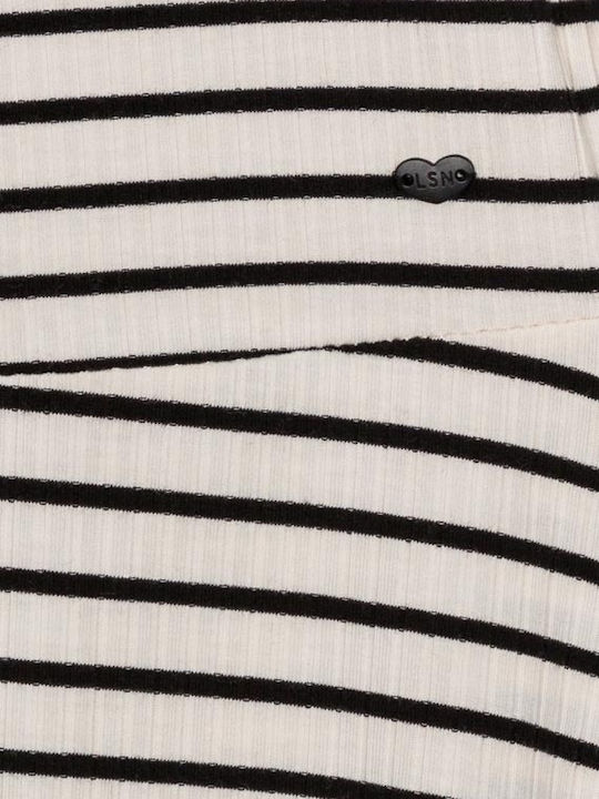 Kids Dress Sleeveless Striped with Accessories White
