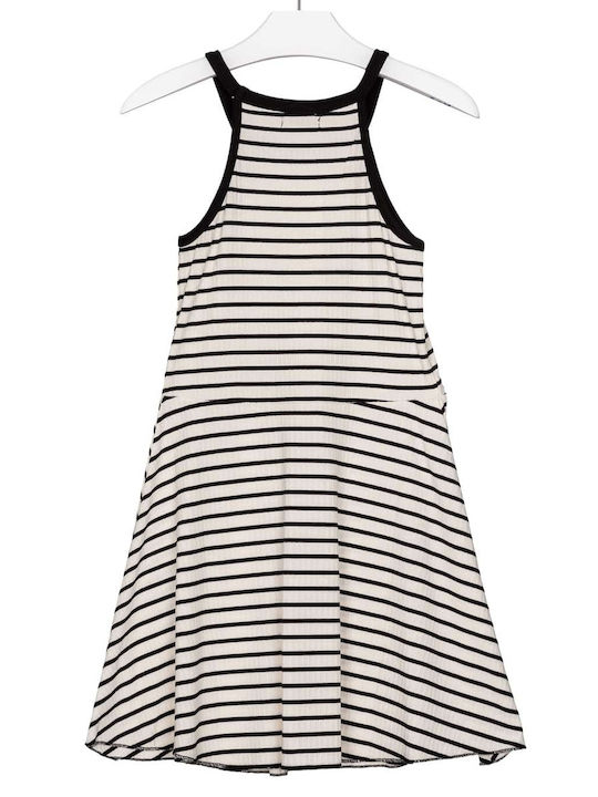 Losan Kids Dress Striped Sleeveless White