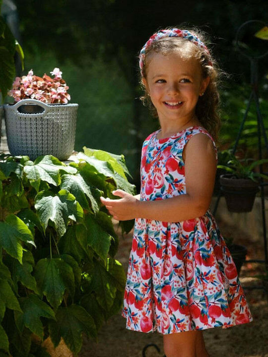 Παιδικό Φόρεμα Αμάνικο Σατέν Floral Κόκκινο