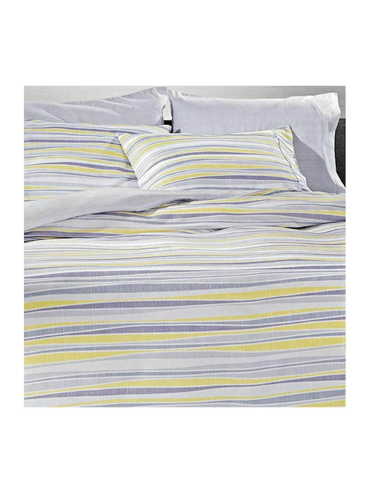 Guy Laroche Set Duvet Cover Cotton 225x245cm Super King with 2 Pillowcases Ripples Lilac