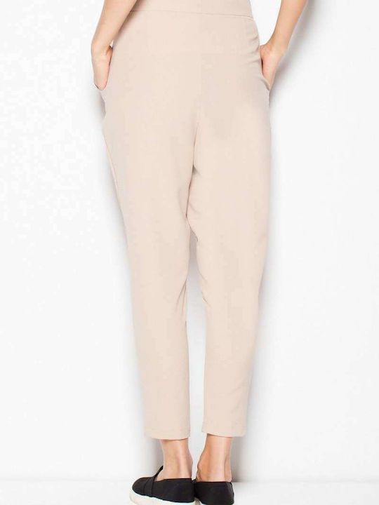 Venaton Women's Fabric Capri Trousers Beige