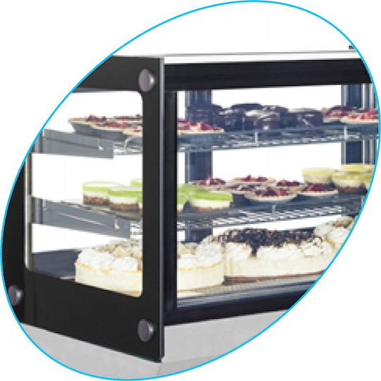 Tefcold Kühlvitrine Tischgerät mit 3 Ebenen mit Kapazität 88Es 90x56x67cm