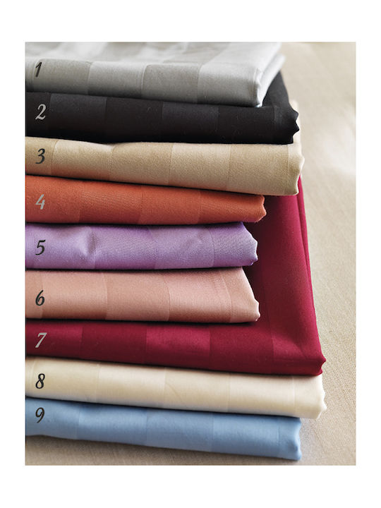 Palamaiki Duvet Cover Set Cotton Satin Queen with 2 Pillowcases 255x240 Satin Stripes 4 Coral