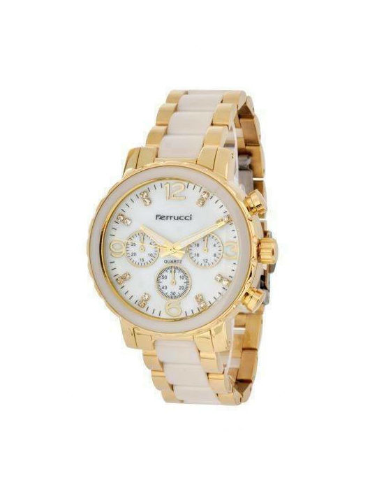 Ferrucci Watch Chronograph with Gold Metal Bracelet