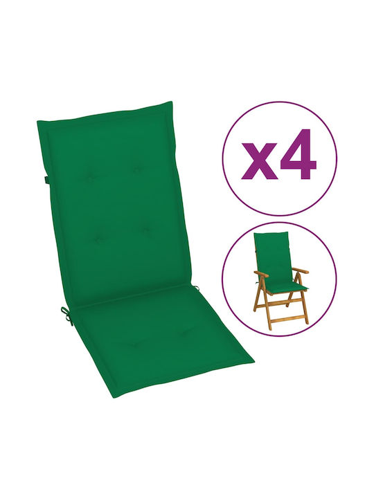 vidaXL Garden Chair Cushion with Back Green 4pcs 50x120cm.