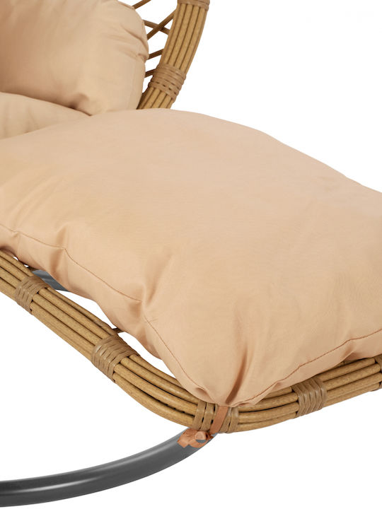 Rattan Swing Nest with Stand Black - Beige with 130kg Maximum Weight Capacity L105xW105xH195cm