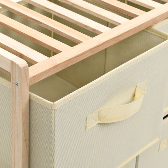 Storage Drawers from Wood & Fabric Natural / White M59xW28xH75cm