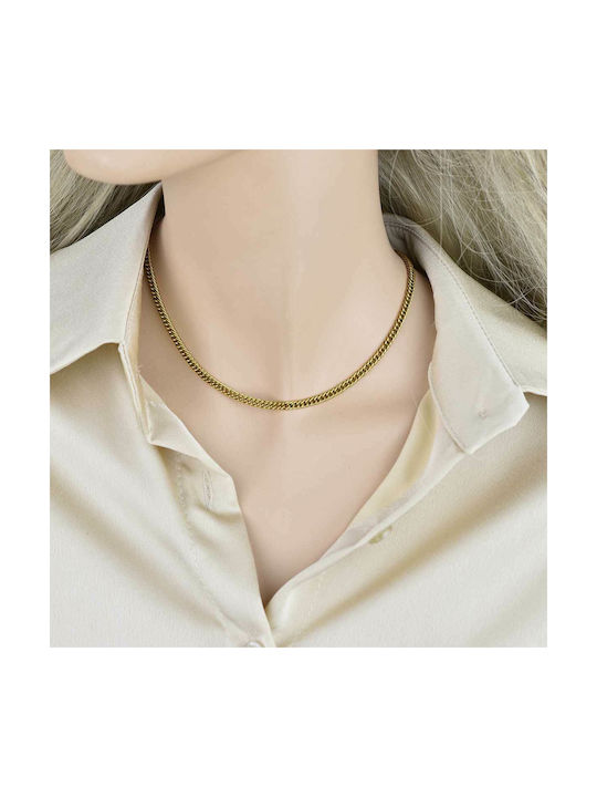 Micron Cubana Chain Gold 4MM Lanț de gât din oțel inoxidabil 316L 60 cm